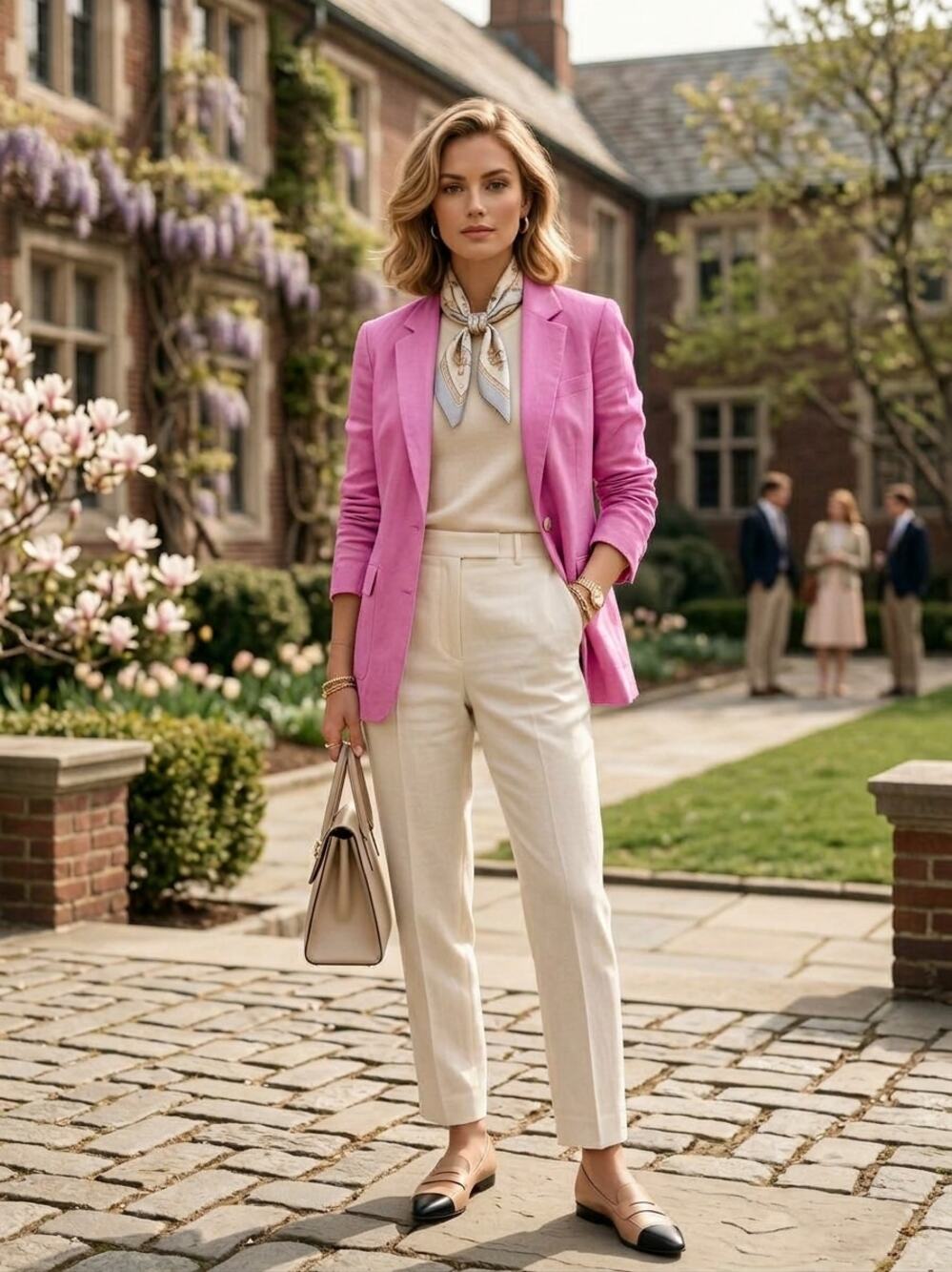 Lauren Conrad Pink Linen Blend Blazer Old Money Career Chic L G0070